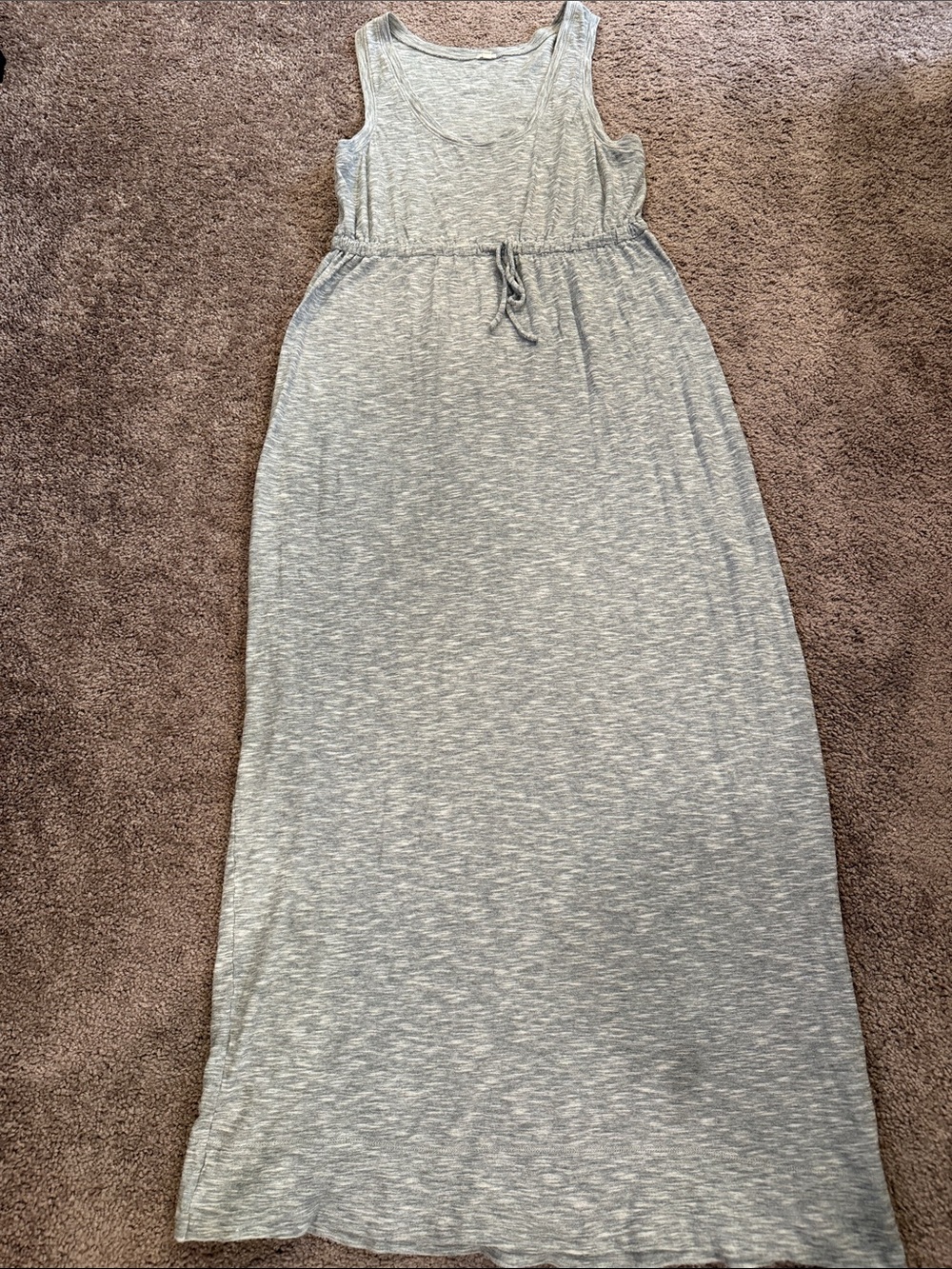 J. Crew Heather Light Gray Sleeveless Drawstring Maxi Dress